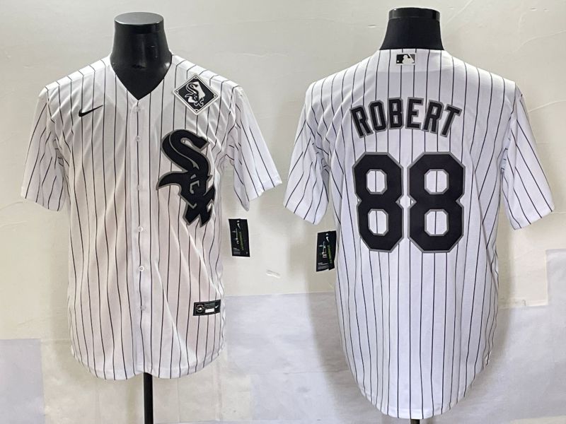 Men 2025 Chicago White Sox #88 Robert White Stripe Game Nike MLB Jersey style 7033